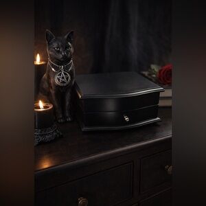 Sheffield Home Sleek Black Jewelry Organizer – Multi-Tier Drawer Chest w/ Mirror